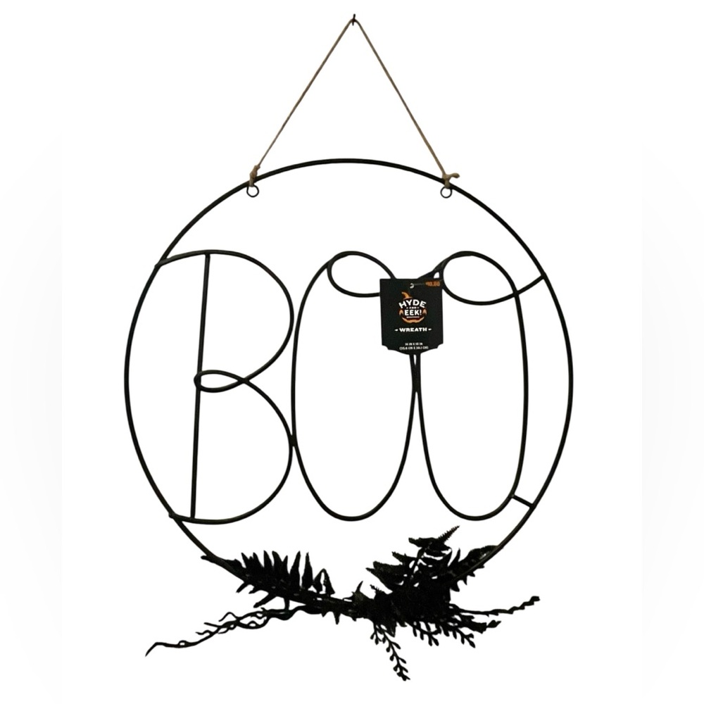 Hyde & EEK! Black Metal Wire Halloween BOO Wreath